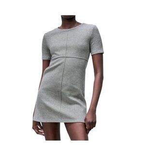 Zara Short Sleeve Knitted Gray Dress Women’s Size Small Knee Length